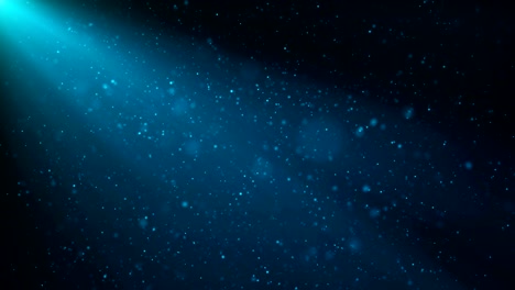 abstract motion background of shining, sparkling blue particles. beautiful blue floating dust particles with shine light. seamless loopable 3d 4k animation.