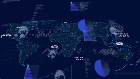 animación de estadísticas y procesamiento de datos sobre el mapa del mundo