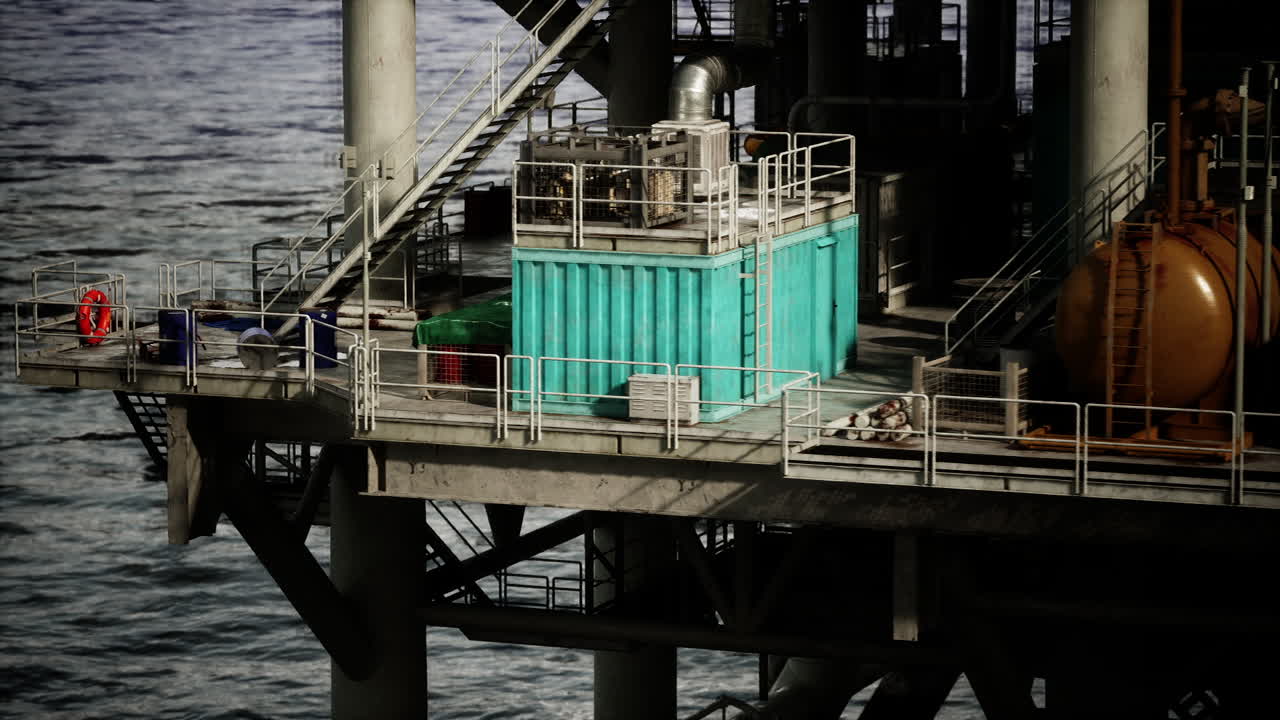 Large green container on pier