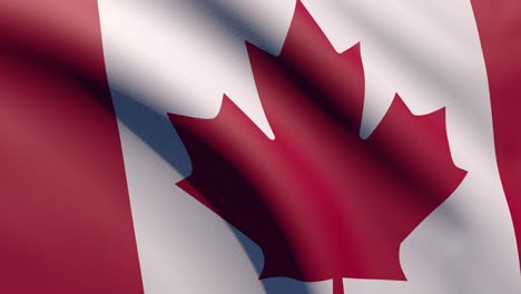 Realistische-3D-HD-Flagge,-Kanadische-Flagge-Winkt-Aus-Nächster-Nähe