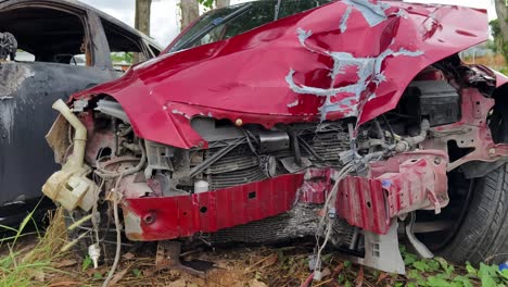 damaged cars at accident scene