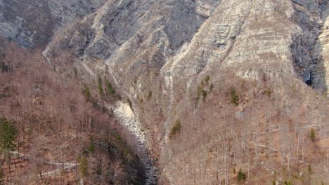 aerial view from above of mountain near bohinj, slovenia