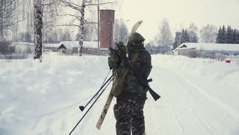 soldiers skiing in winter