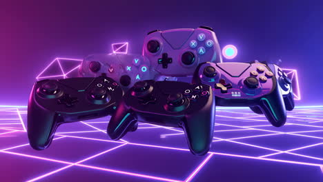 neon lit gaming controllers