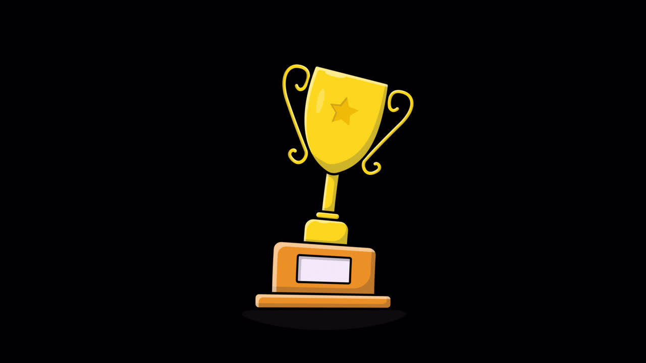 Animated Golden Award Trophy on Black Background