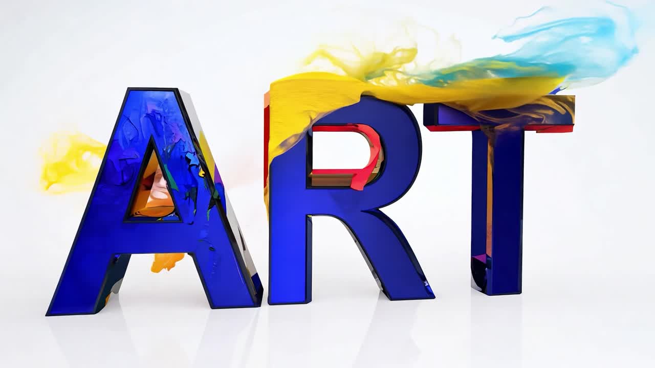 el humo colorido interactúa con el arte de palabras 3d contra un fondo blanco limpio, creando una experiencia visual vibrante y artística