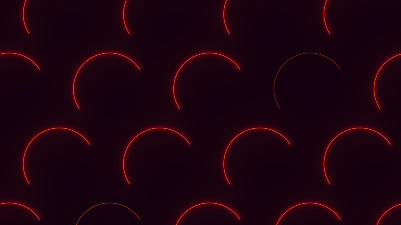 Vibrant neon light curves illuminate a dark background pattern