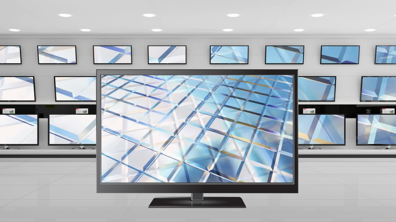 디스플레이에 있는 플랫 스크린 텔레비전