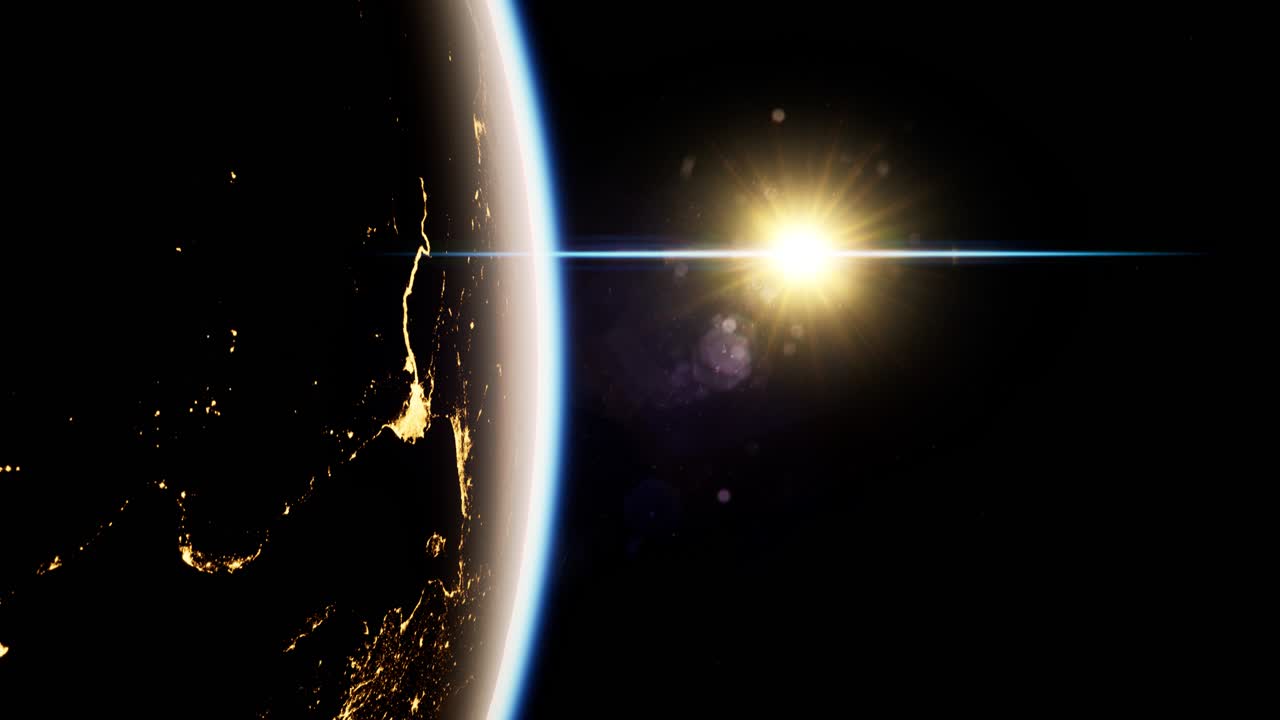 밤에 우주, 태양, 지구