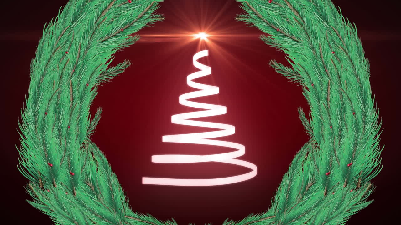 ⁇  리본 과 소나무 꽃봉오리 로 형성 된 크리스마스 트리 의 애니메이션