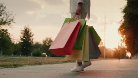 compradora feliz lleva paquetes con compras de moda 2