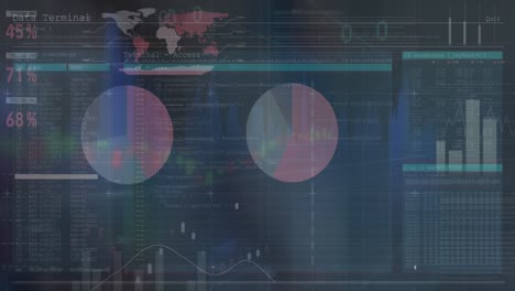 animación de la interfaz con el procesamiento de datos estadísticos contra un fondo gris