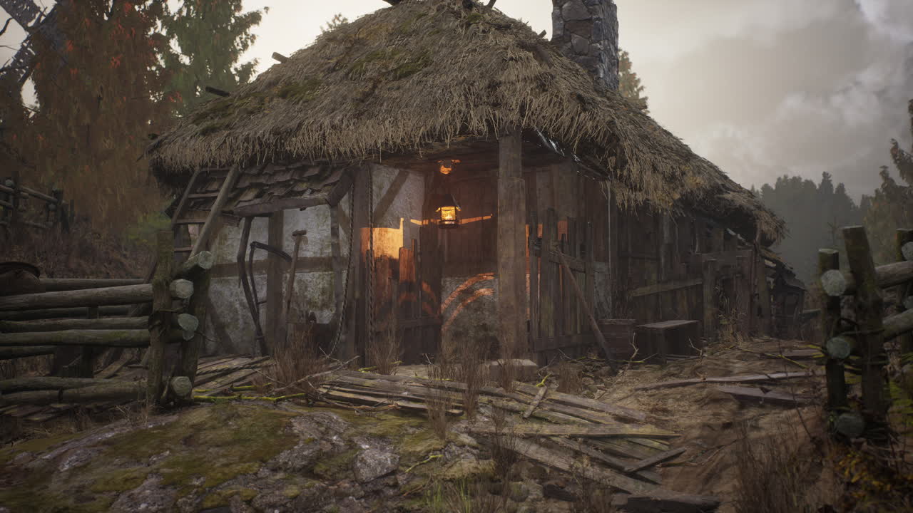 antigua casa de granja en lituania con una valla