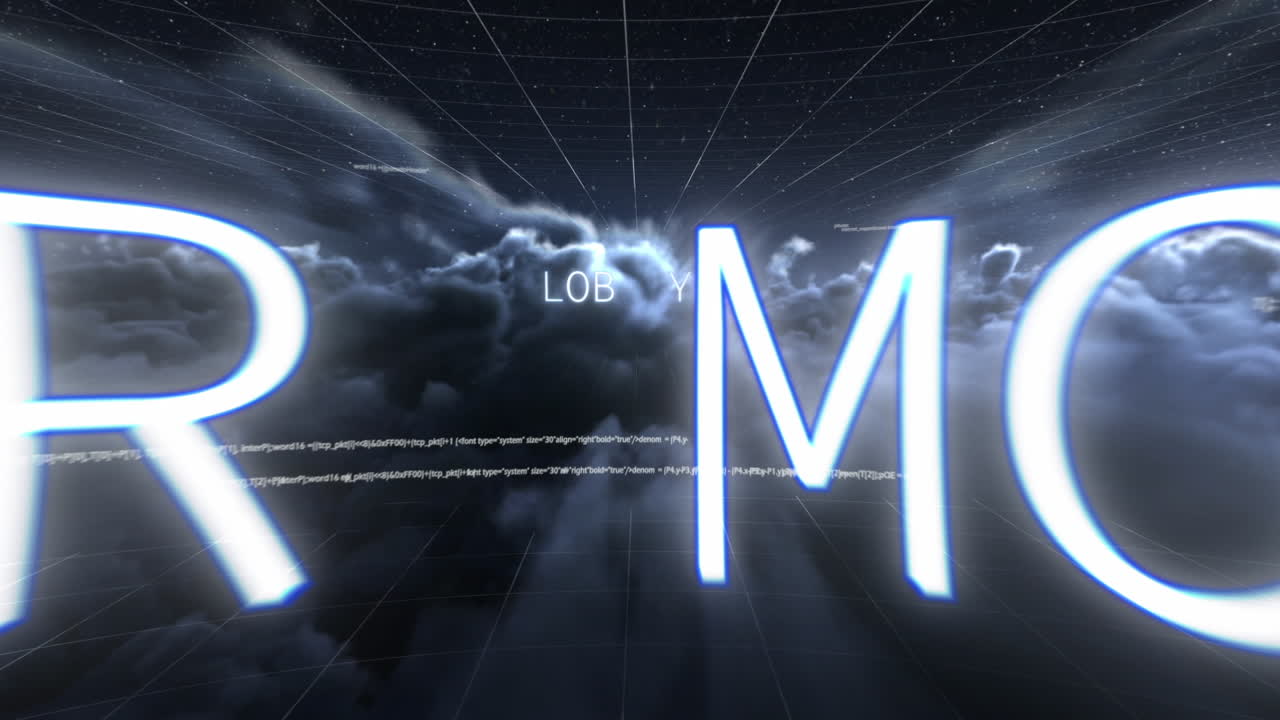 폭풍우 하늘의 구름 사이에서 나타나는 화이트 사이버 월요일 텍스트