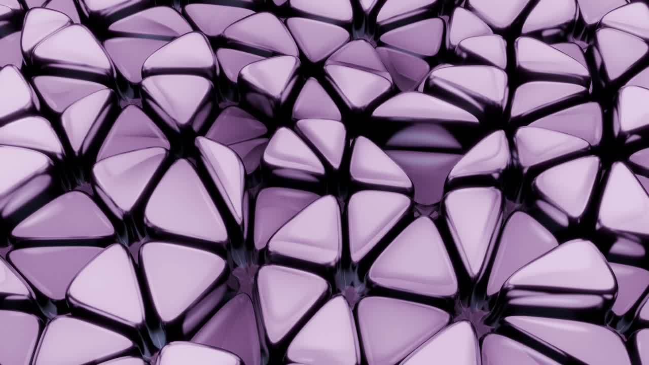 Abstrakte lilla geometriske trekanter, der bevæger sig organisk i et problemfrit loop