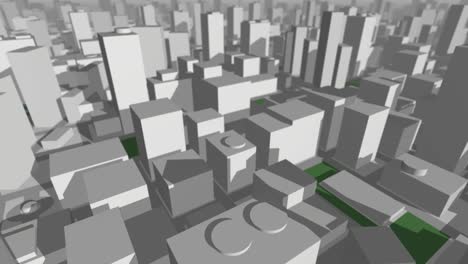 3d city map flying looking back