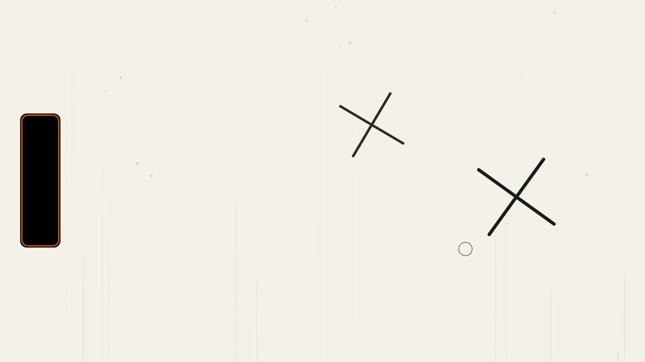 Animação minimalista abstrata com formas geométricas e textura de granulação de filme
