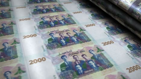 billetes de dinero de dinar argelino que imprimen en bucle sin costuras