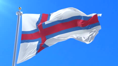 flag of the faroe islands waving at wind in slow, loop