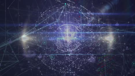 animación del procesamiento de datos y globo sobre fondo negro
