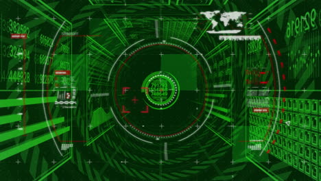 animación del escaneo del alcance y el procesamiento de datos sobre fondo verde