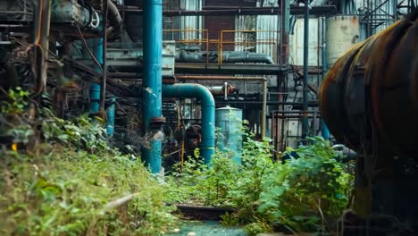 a large industrial plant with lots of pipes and valves