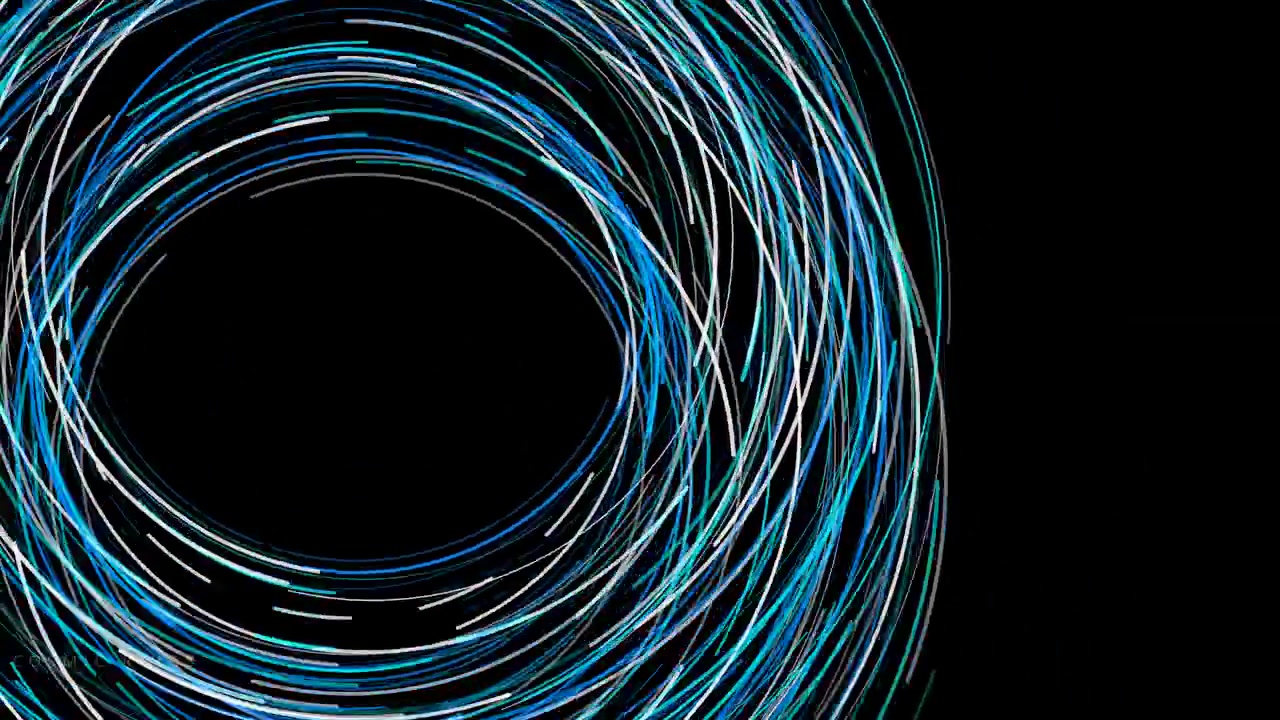 Animazione Astratta di Scie Luminose Circolari Blu e Bianche Scintillanti