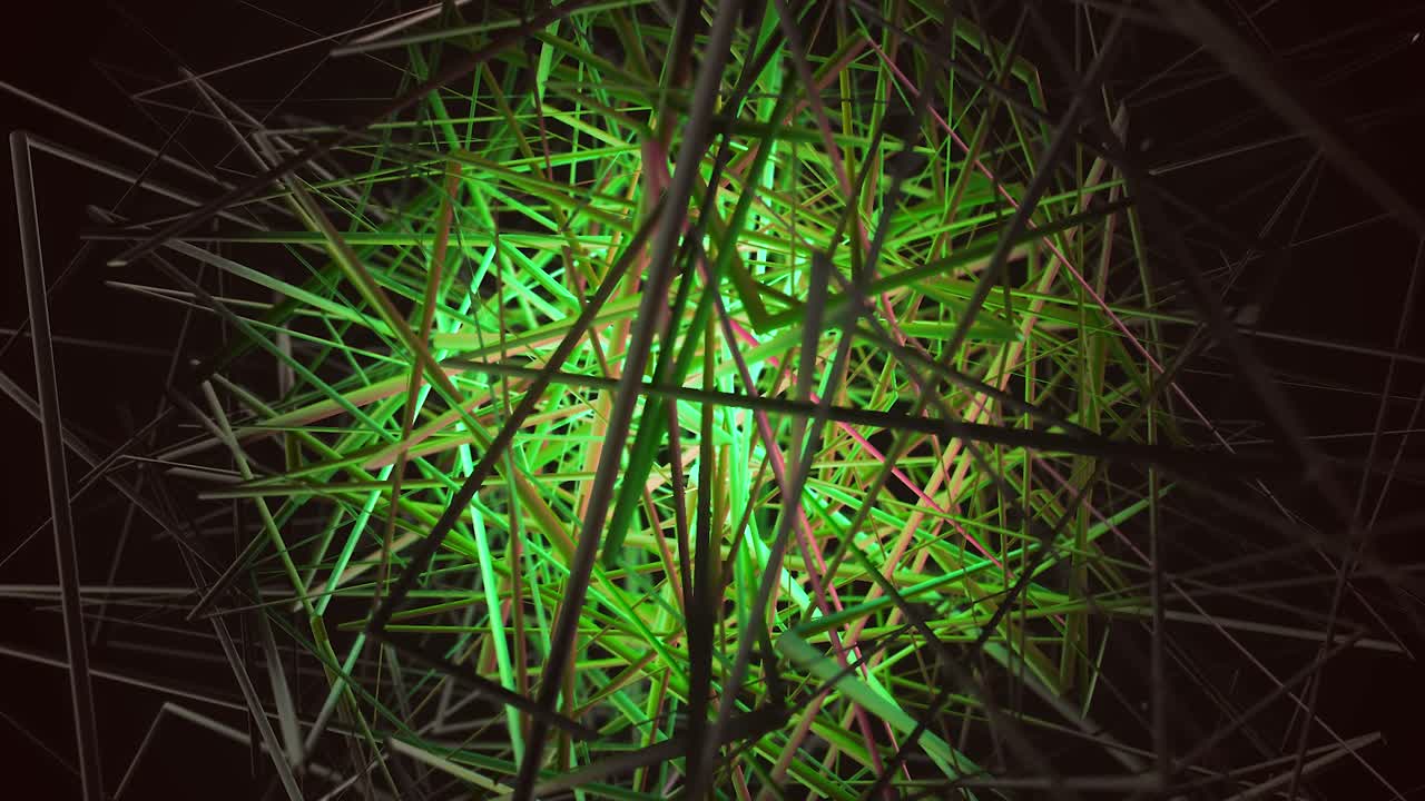 Abstract Geometric Structure with Glowing Lines
