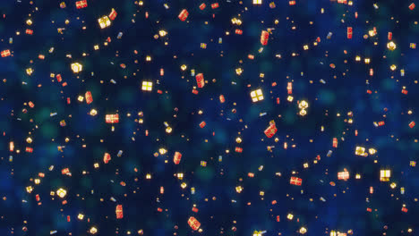 Weihnachtsgeschenke-Hintergrund-Blaue-Schleifenkachel