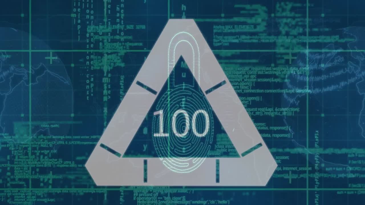 Animation of digital data processing over blue background