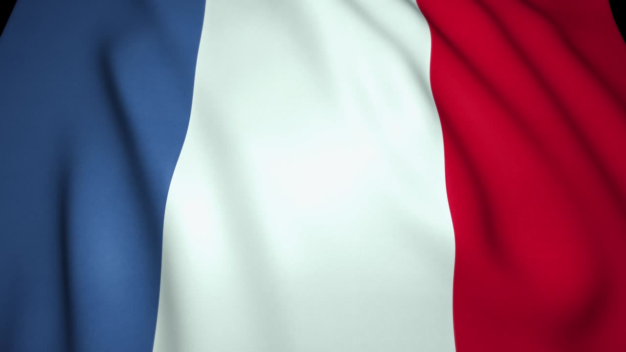 Bandera realista de Francia ondeando, fondo 4k, animación en bucle