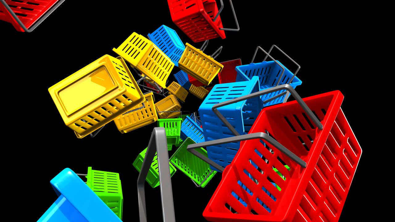 검은색 배경 에 있는 쇼핑 바구니