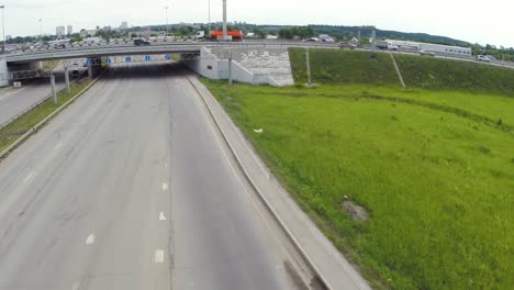 highway overpass with trucks