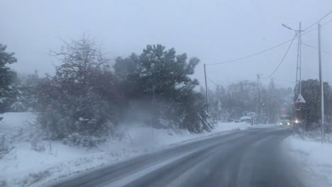 traveling on a stormy winter morning in anatolian side of istanbul, turkey - tracking forward shot