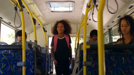 Girl-commuter-walking-in-the-bus-4k