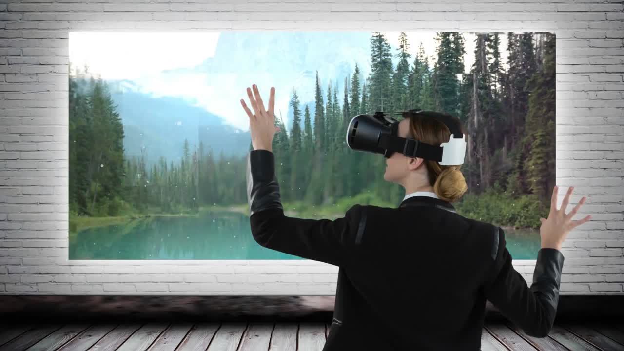 mujer usando vr video