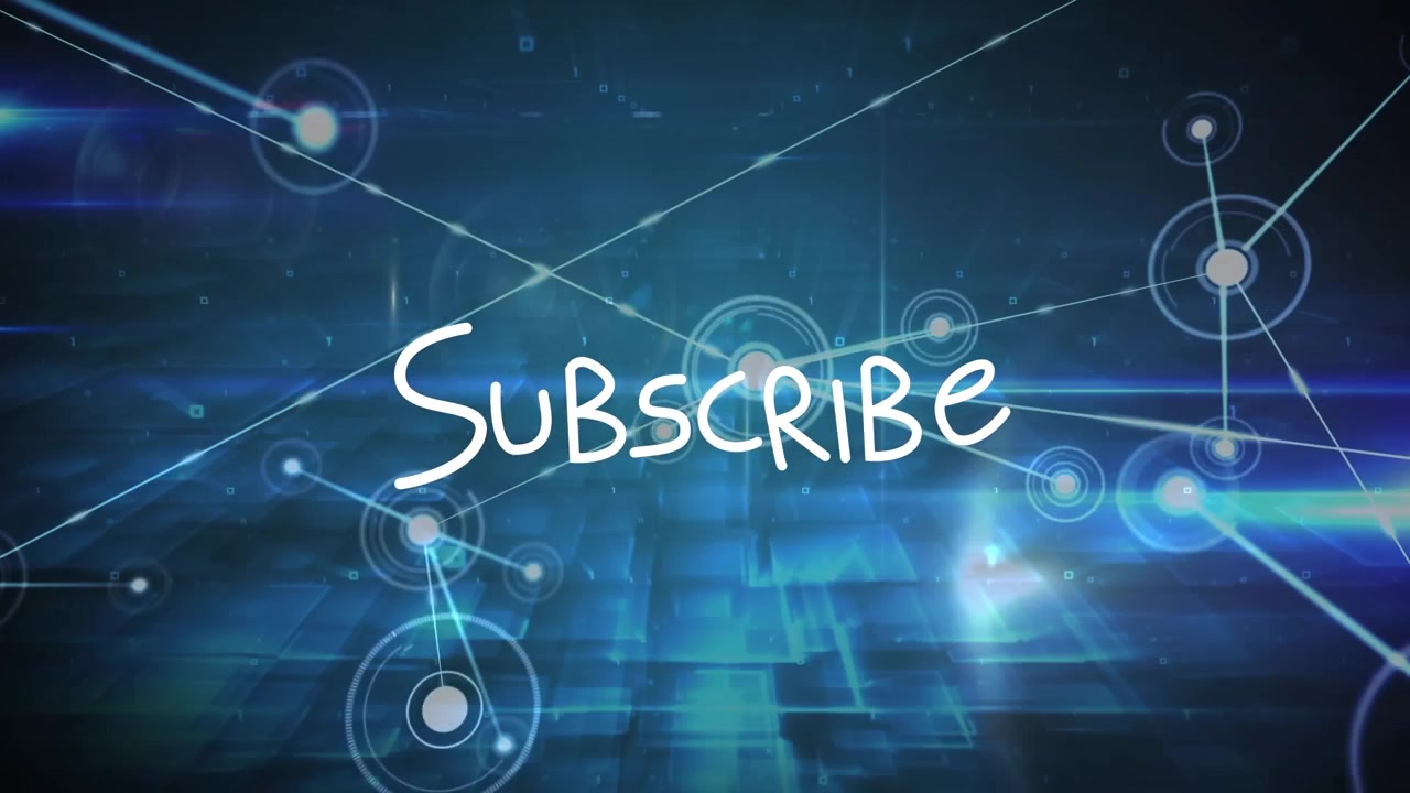Animazione del pulsante 'Iscriviti' su una rete di connessioni su sfondo blu.