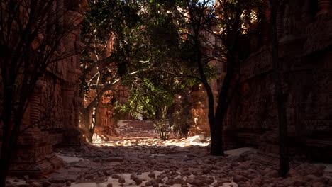 ancient ruins in a lush jungle