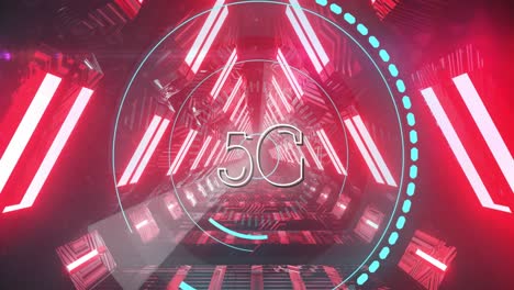 5g text on circles against glowing tunnel