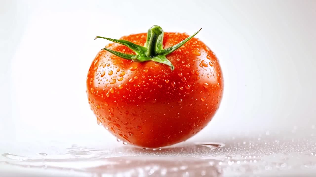 Fresh Red Tomato with Water Droplets