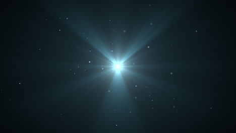 flash de estrellas y pequeñas partículas azules voladoras sobre fondo brillante