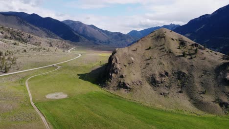 drone following a mountain highway