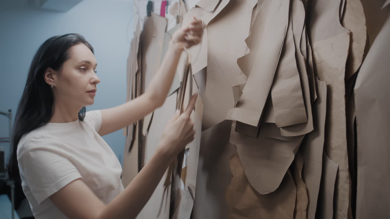 Seamstress Working with Sewing Patterns
