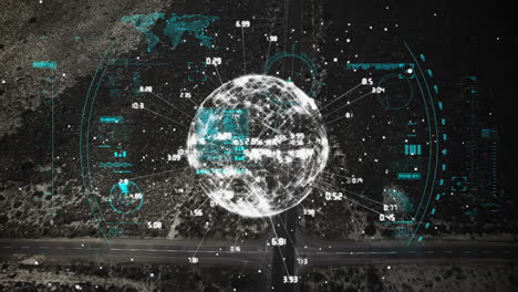 animación satelital con globo giratorio