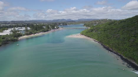 clouds on the ocean in tallebudgera creek - burleigh mountain and palm beach - aerial shot