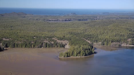 Bewaldete-Küste-Des-Pazifischen-Nordwestens---Sonniger-Tag-Aus-Der-Luft