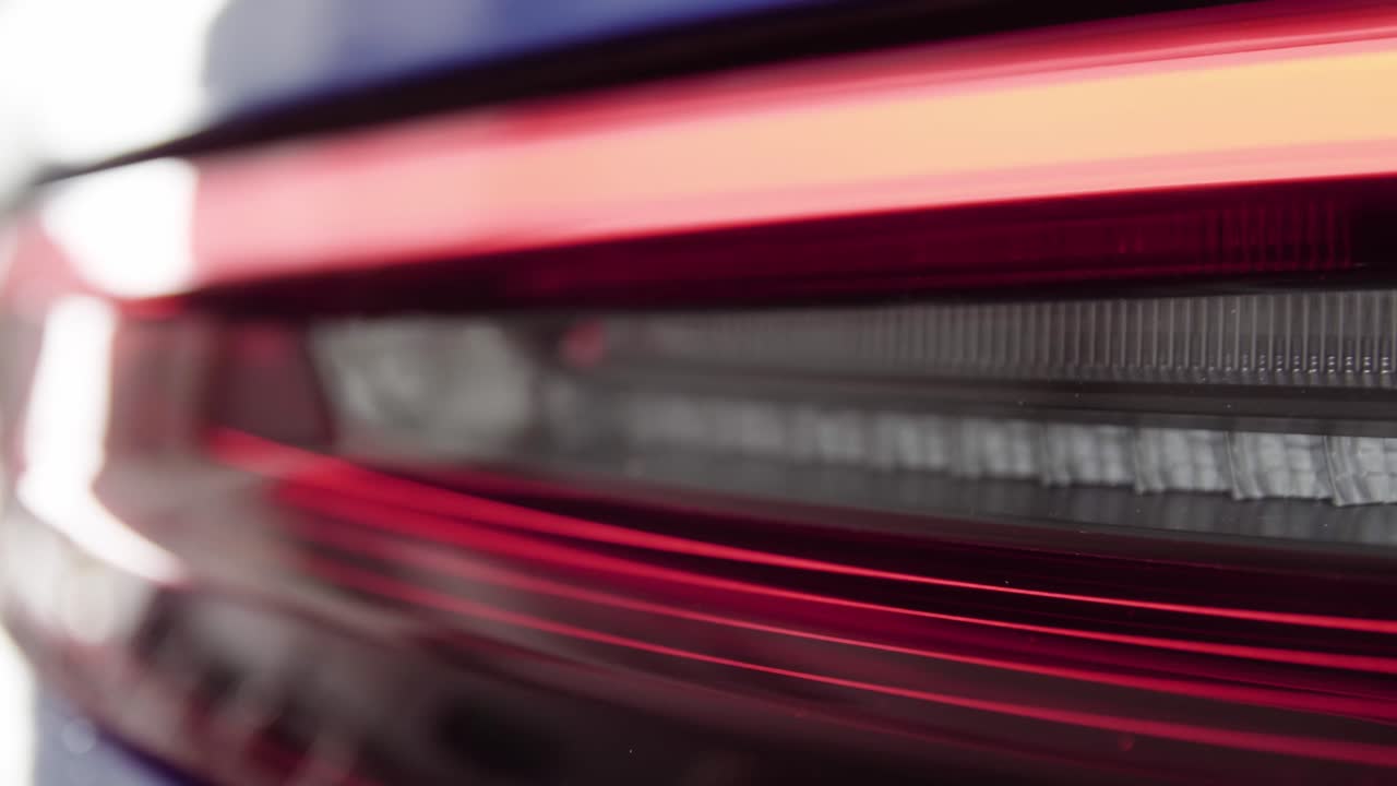 Detail of german professional GT3 race car tail light LED in 4K