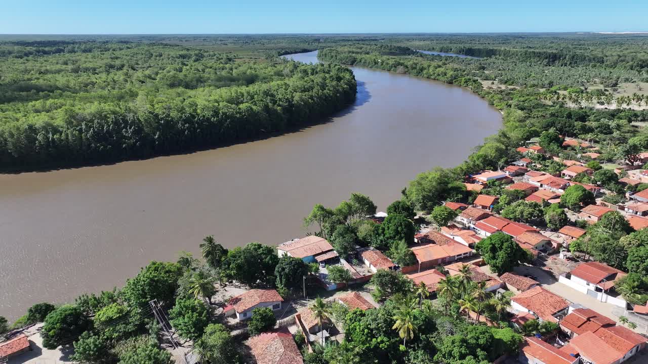 Riverside City At Araioses In Maranhao Brazil. Largest River Delta. Coastal Cityscape. Riverside City At Maranhao. Riverside Scenery. Nature Background. Travel Destination. Brazil Northeast