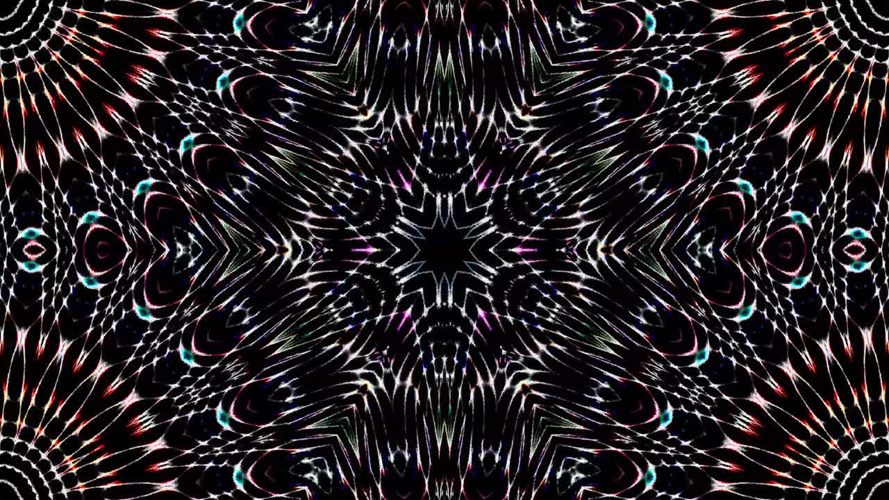 Lindo caleidoscópio abstrato que brilha, uma luz radiante que regula os movimentos sutis