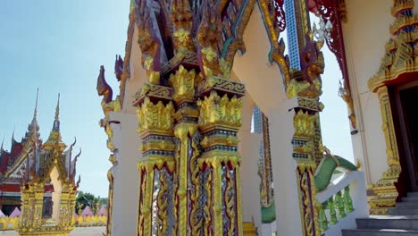 a tilt up shot of the exterior part of a temple